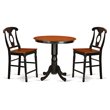 Pemberly Row 3-Piece Round Pedestal Dining Set in Black/Cherry