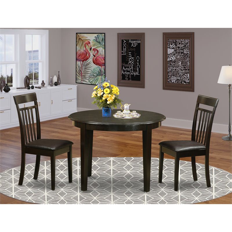 Pemberly Row 3-Piece Small Kitchen Table Set in Cappuccino Finish