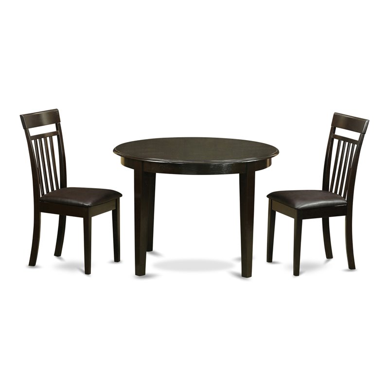 Pemberly Row 3-Piece Small Kitchen Table Set in Cappuccino Finish