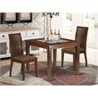 Pemberly Row Oxford 3-Piece Wood Dining Set with Linen Seats in Mahogany
