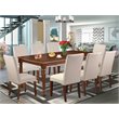 Pemberly Row Dover 9-Piece Rectangular Dining Set in Mahogany Cream