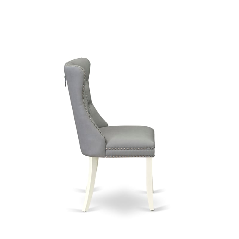 Pemberly Row Set of 2 Parson Dining Chairs in White & Light Gray Finish
