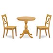 Pemberly Row 3-Piece Dining Table Set with Wood Seats in Oak Finish