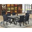 Pemberly Row 7-Piece Dining Set with Cement Tabletop and Linen Seats