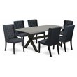 Pemberly Row 7-Piece Dining Set with Cement Tabletop and Linen Seats