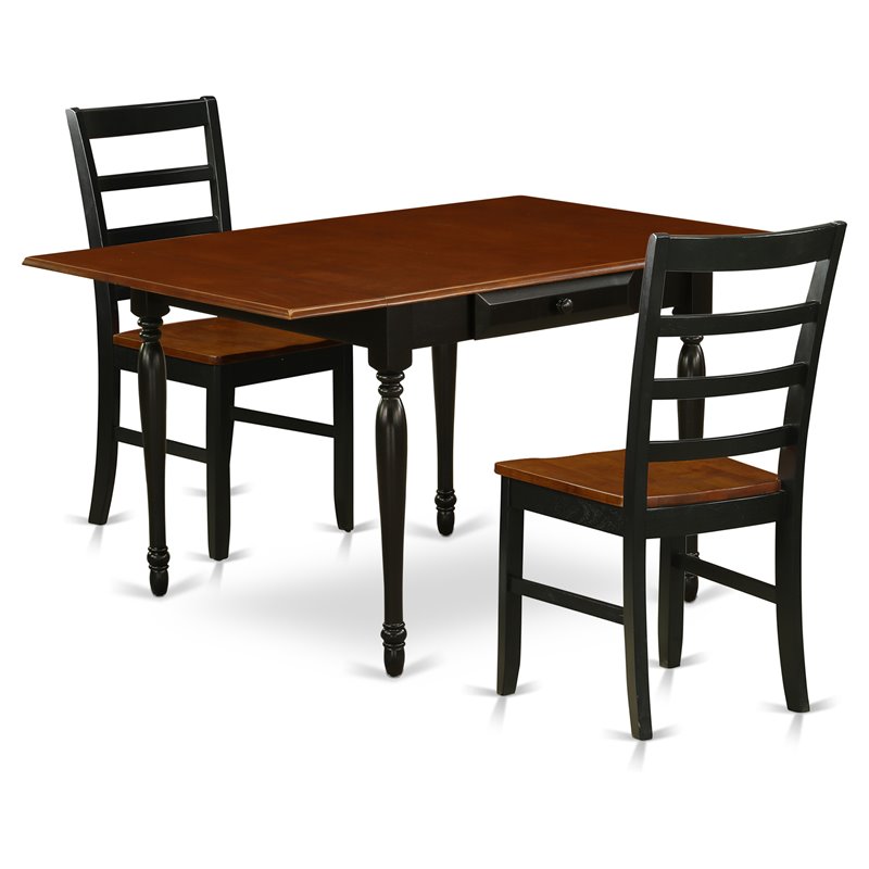 Pemberly Row 3-Piece Wood Dining Room Table Set in Black and Cherry