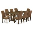 Pemberly Row 9-Piece V-Style Wood Dining Set in Brown Smoke Finish
