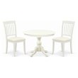 Pemberly Row 3-Piece Dining Set with Slatted Back Chairs in Linen White