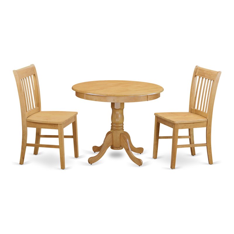 Pemberly Row 3-Piece Dining Table Set with Oak Finish Wood