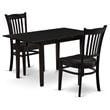 Pemberly Row Norfolk 3-Piece Dining Set with Slatted Back in Black