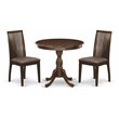 Pemberly Row Antique 3-Piece Wood Dining Set with Fabric Seats in Mahogany