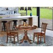 Pemberly Row 3-Piece Round Dining Set in Solid Mahogany Wood Finish