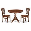 Pemberly Row 3-Piece Round Dining Set in Solid Mahogany Wood Finish