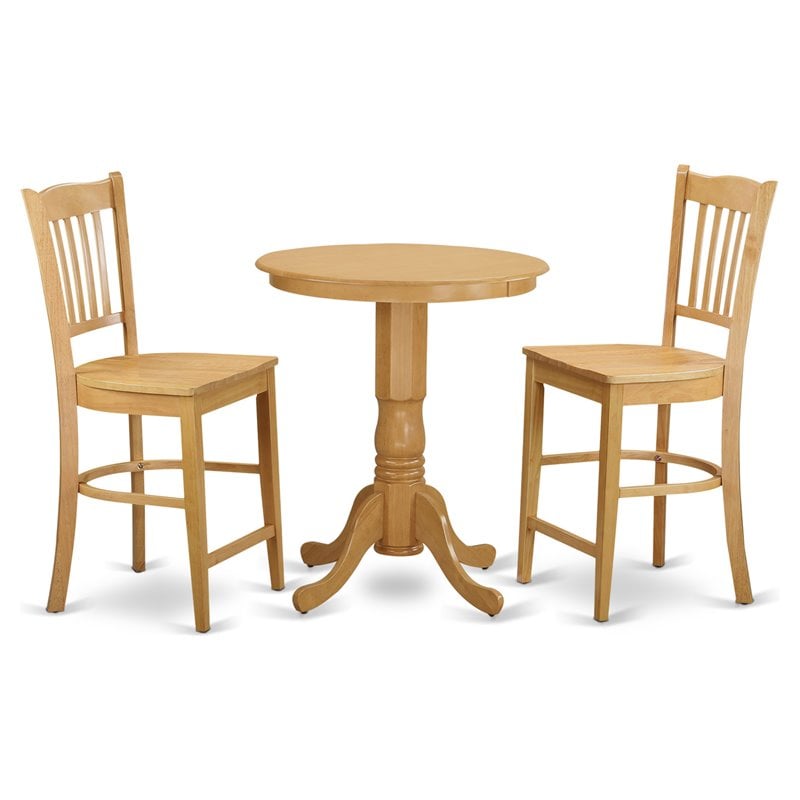 Pemberly Row 3-Piece Wood Dining Table Set with Chairs in Oak Finish