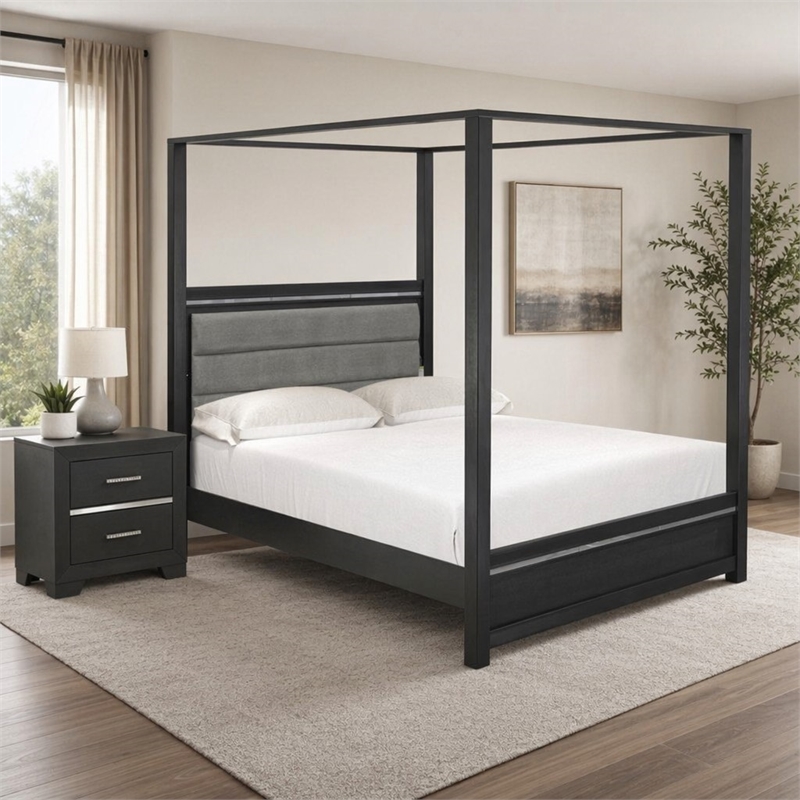 Pemberly Row 2-Piece Queen Bedroom Set in Brush Gray Finish