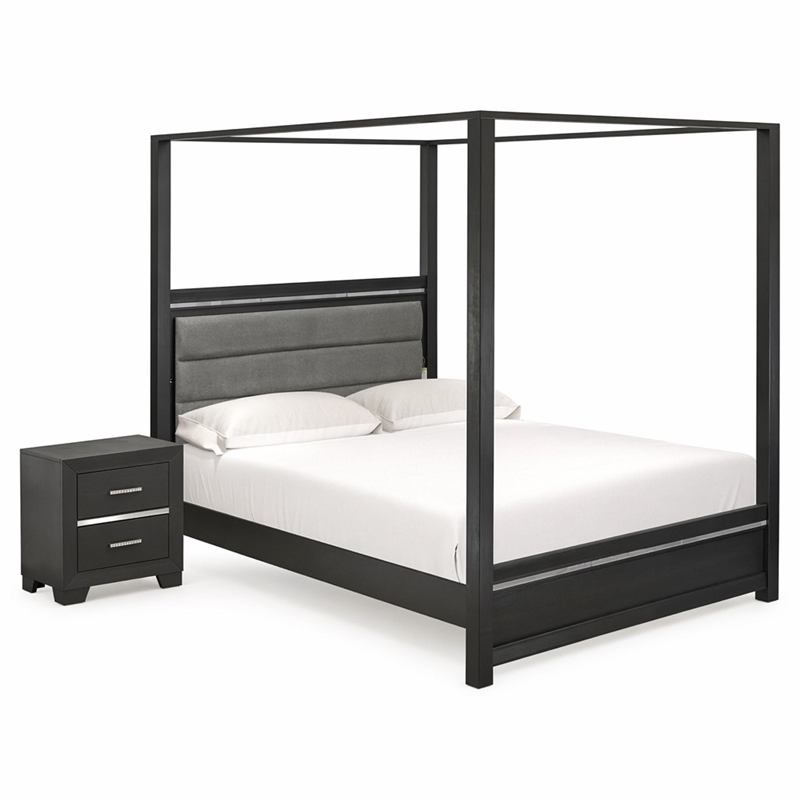Pemberly Row 2-Piece Queen Bedroom Set in Brush Gray Finish