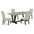 Pemberly Row 5-Piece Wood Dining Set in Black and Doeskin Upholstery