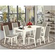 Pemberly Row 7-Piece Wood Dining Set in Linen White and Shitake