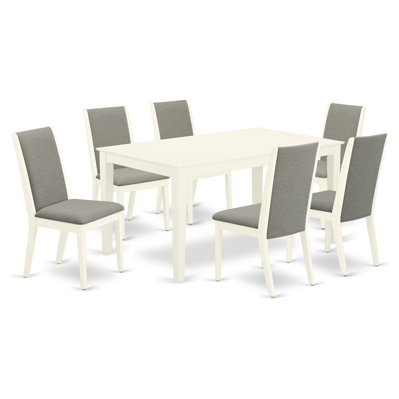 Pemberly Row 7-Piece Wood Dining Set in Linen White and Shitake