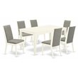 Pemberly Row 7-Piece Wood Dining Set in Linen White and Shitake