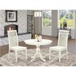 Pemberly Row Round Wood 3-Piece Dining Table Set in Linen White