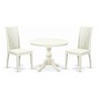Pemberly Row Round Wood 3-Piece Dining Table Set in Linen White