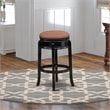 Pemberly Row Round Wood Backless Counter Bar Stool in Black & Brown