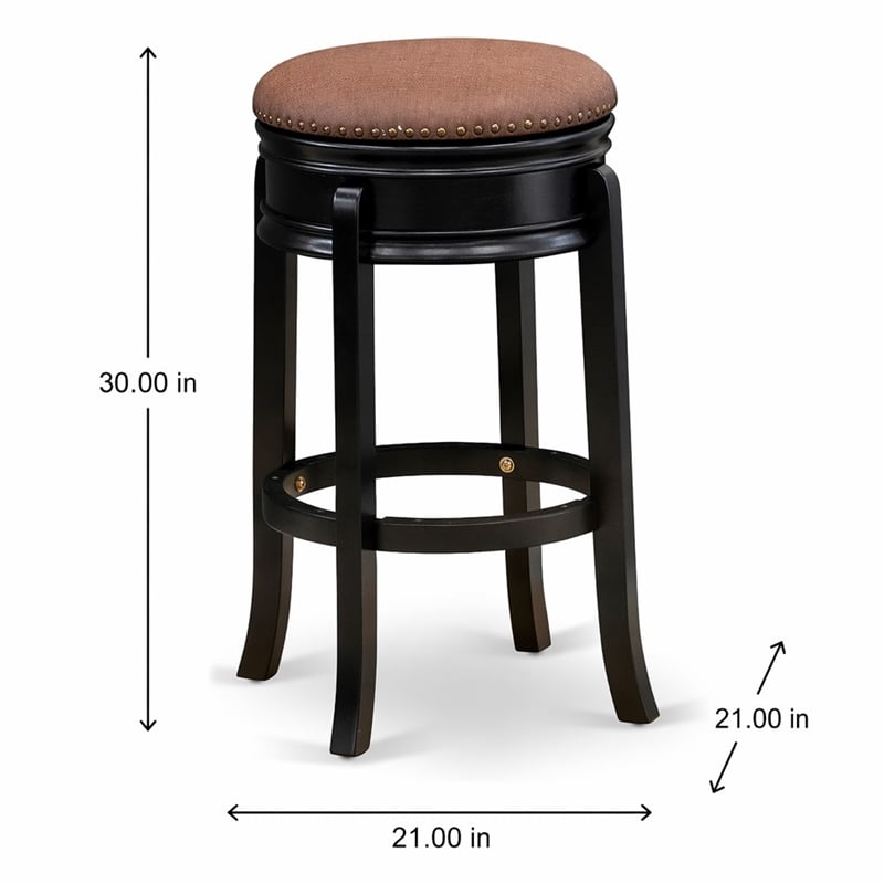 Pemberly Row Round Wood Backless Counter Bar Stool in Black & Brown