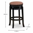 Pemberly Row Round Wood Backless Counter Bar Stool in Black & Brown