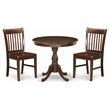 Pemberly Row Antique 3-Piece Wood Dining Table Set in Mahogany