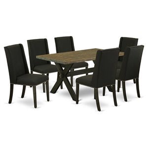 Pemberly Row 7-Piece Wood Dinette Table Set in Linen White and Cream