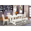 Pemberly Row V-Style 6-Piece Wood Dining Set with Bench in Cream