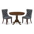 Pemberly Row 3-Piece Dining Table Set with Faux Leather Chairs in Mahogany