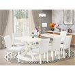 Pemberly Row 9-Piece White Dining Table Set with Wooden Chairs