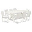 Pemberly Row 9-Piece White Dining Table Set with Wooden Chairs