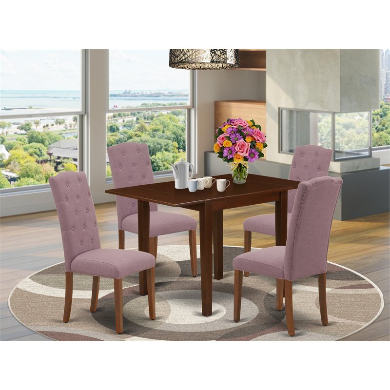 Pemberly Row 5-Piece Wood Dining Set with Drop Leaves in Dahlia/Mahogany