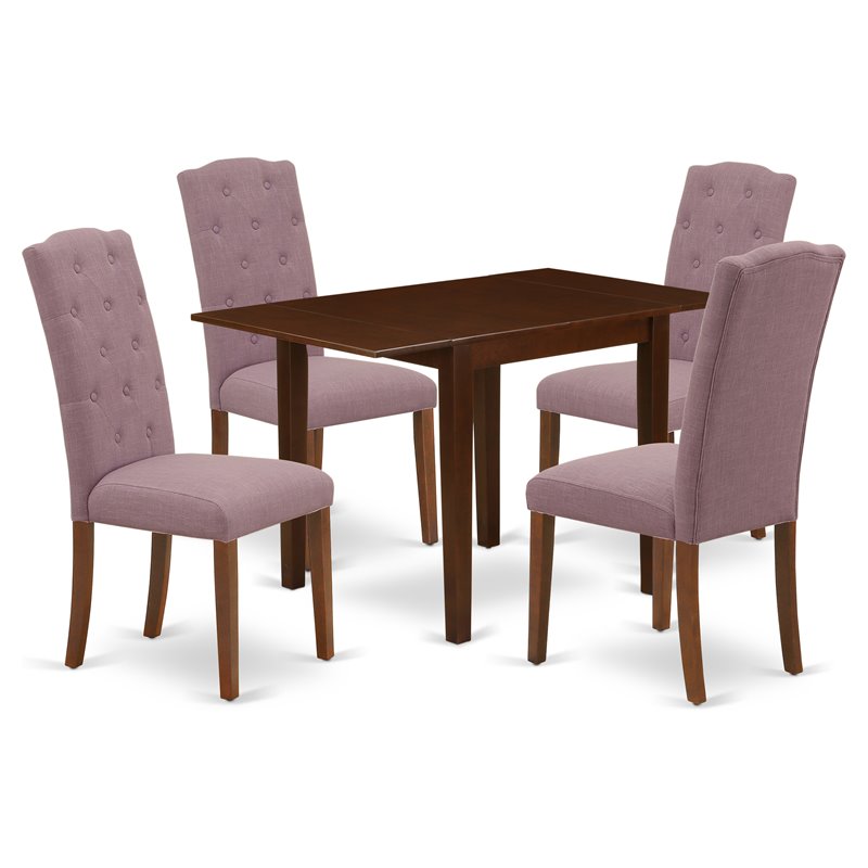 Pemberly Row 5-Piece Wood Dining Set with Drop Leaves in Dahlia/Mahogany