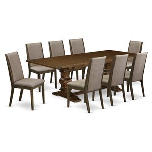 Pemberly Row 9-Piece Dining Set in Antique Walnut w/ Distressed Jacobean