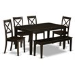 Pemberly Row 6-Piece Dining Room Set with Bench in Cappuccino Finish
