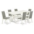 Pemberly Row Linen White 7-Piece X-Style Wood Dinette Table Set
