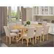 Pemberly Row 9-Piece Oak/Light Fawn Hardwood Dining Set with Oval Table