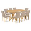 Pemberly Row 9-Piece Oak/Light Fawn Hardwood Dining Set with Oval Table
