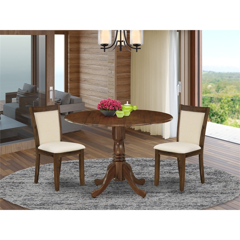 Pemberly Row 3-Piece Kitchen Set with Parson Chairs in Antique Walnut