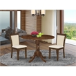 Pemberly Row 3-Piece Kitchen Set with Parson Chairs in Antique Walnut