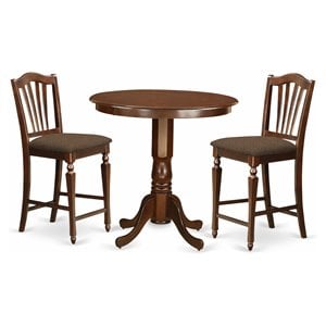 Pemberly Row 3-Piece Counter Height Dining Set in Mahogany Wood Finish