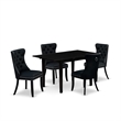 Pemberly Row 5-Piece Black Dining Set with Upholstered Chairs and Wooden Table