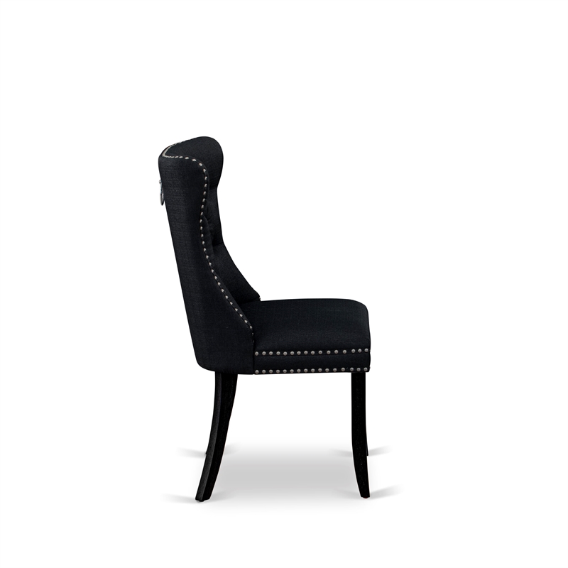 Pemberly Row 5-Piece Black Dining Set with Upholstered Chairs and Wooden Table