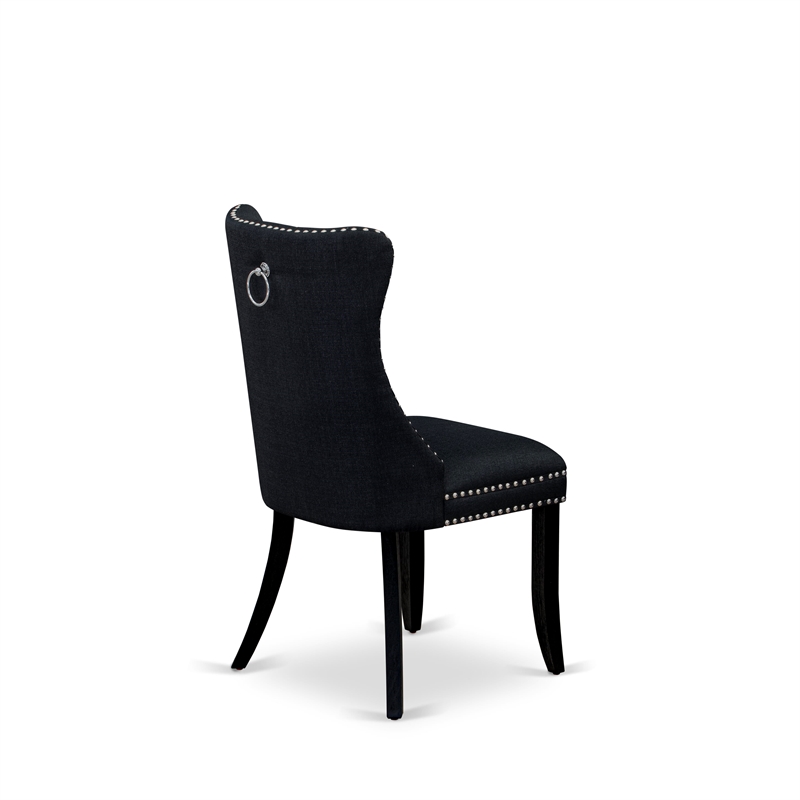 Pemberly Row 5-Piece Black Dining Set with Upholstered Chairs and Wooden Table