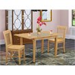 Pemberly Row Norfolk Wood Dining Table Set with 3 Pieces in Oak