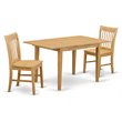 Pemberly Row Norfolk Wood Dining Table Set with 3 Pieces in Oak